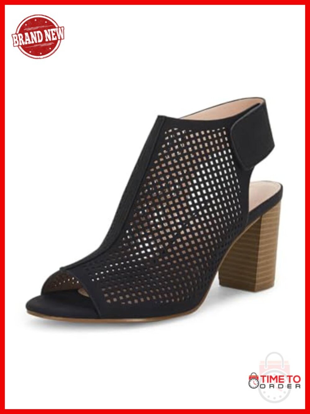 Women's Open Toe Cutout Ankle Strap High Heel Chunky Block Sandals